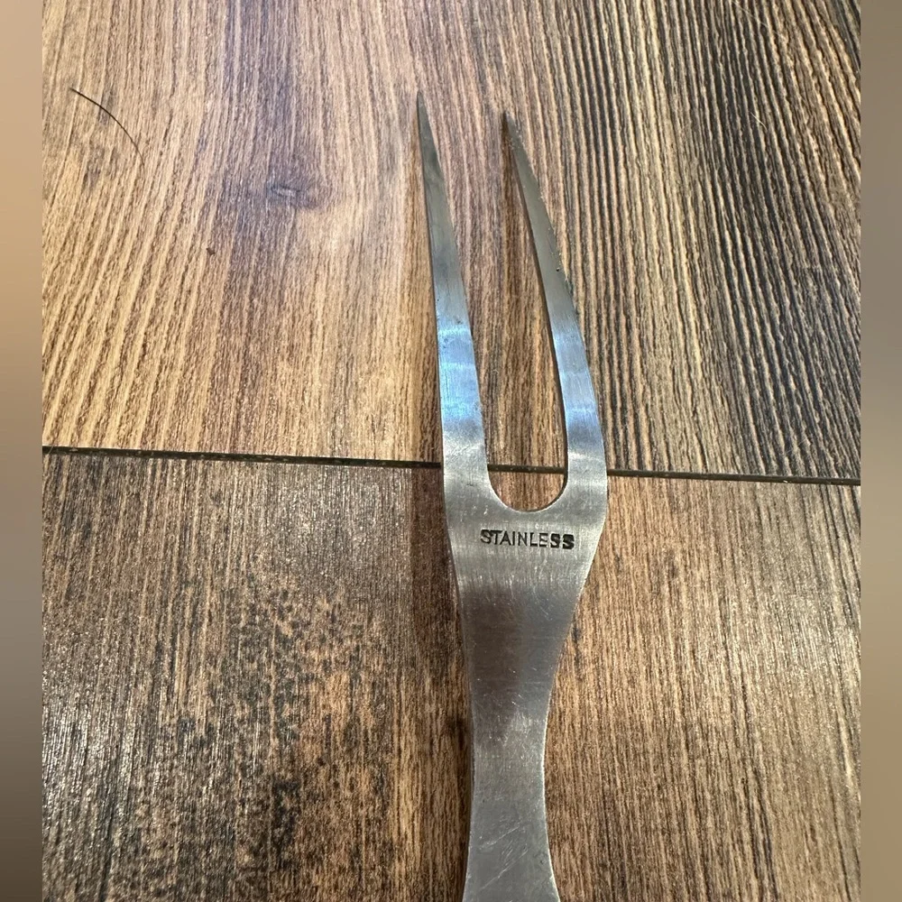 Stainless Steel Carving Fork Vintage Kitchen Utensil Cooking VTG